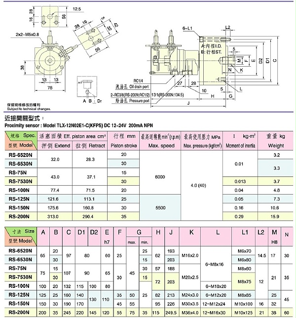 行程控制型回转油缸