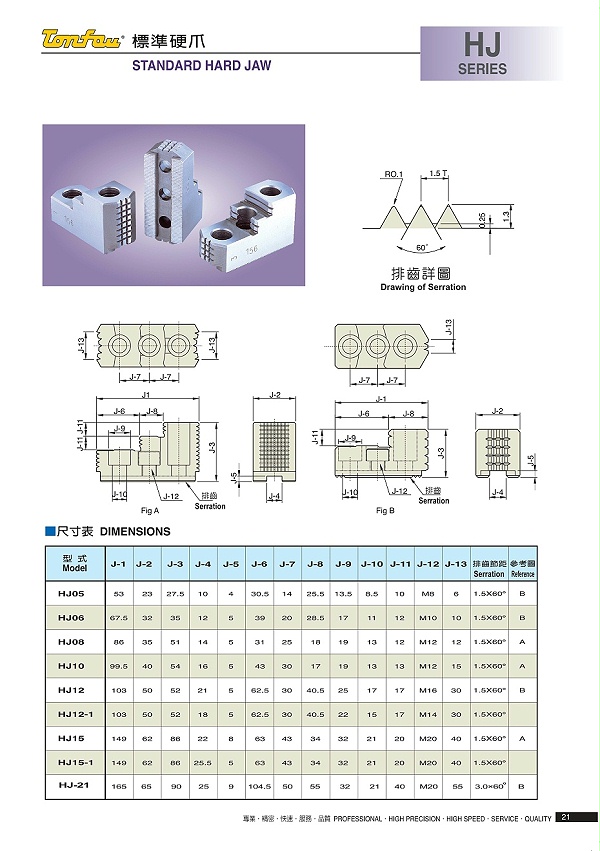 通福标准硬爪HJ系列